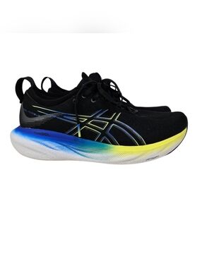 Asics Black Running Shoes with Blue and Yellow Gradient Midsole